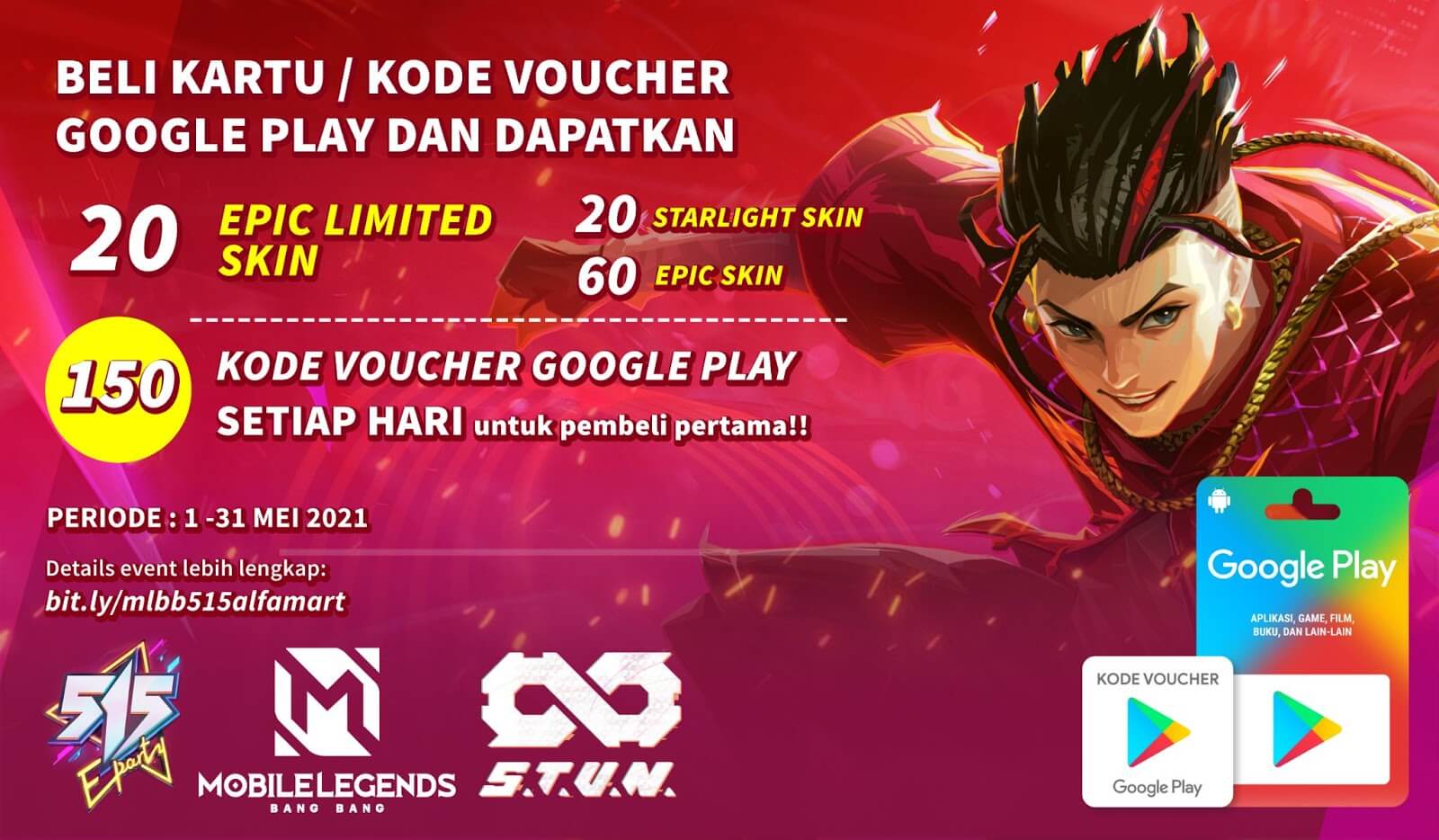 [Press Release] GRATIS EPIC LIMITED SKIN Mobile Legends Hanya di Alfamart dengan Kartu / Kode Voucher Google Play