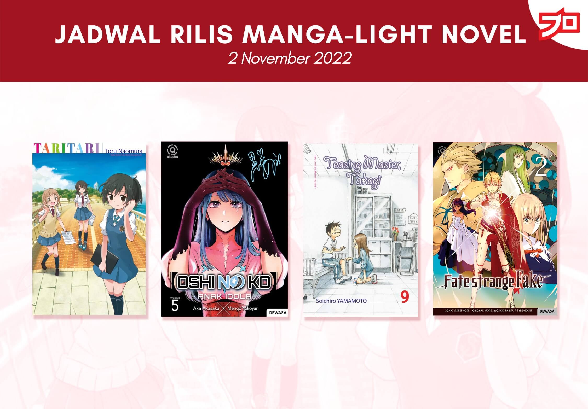 Ini Dia, Jadwal Rilis Manga-Light Novel di Indonesia Minggu Ini! [2 November 2022]