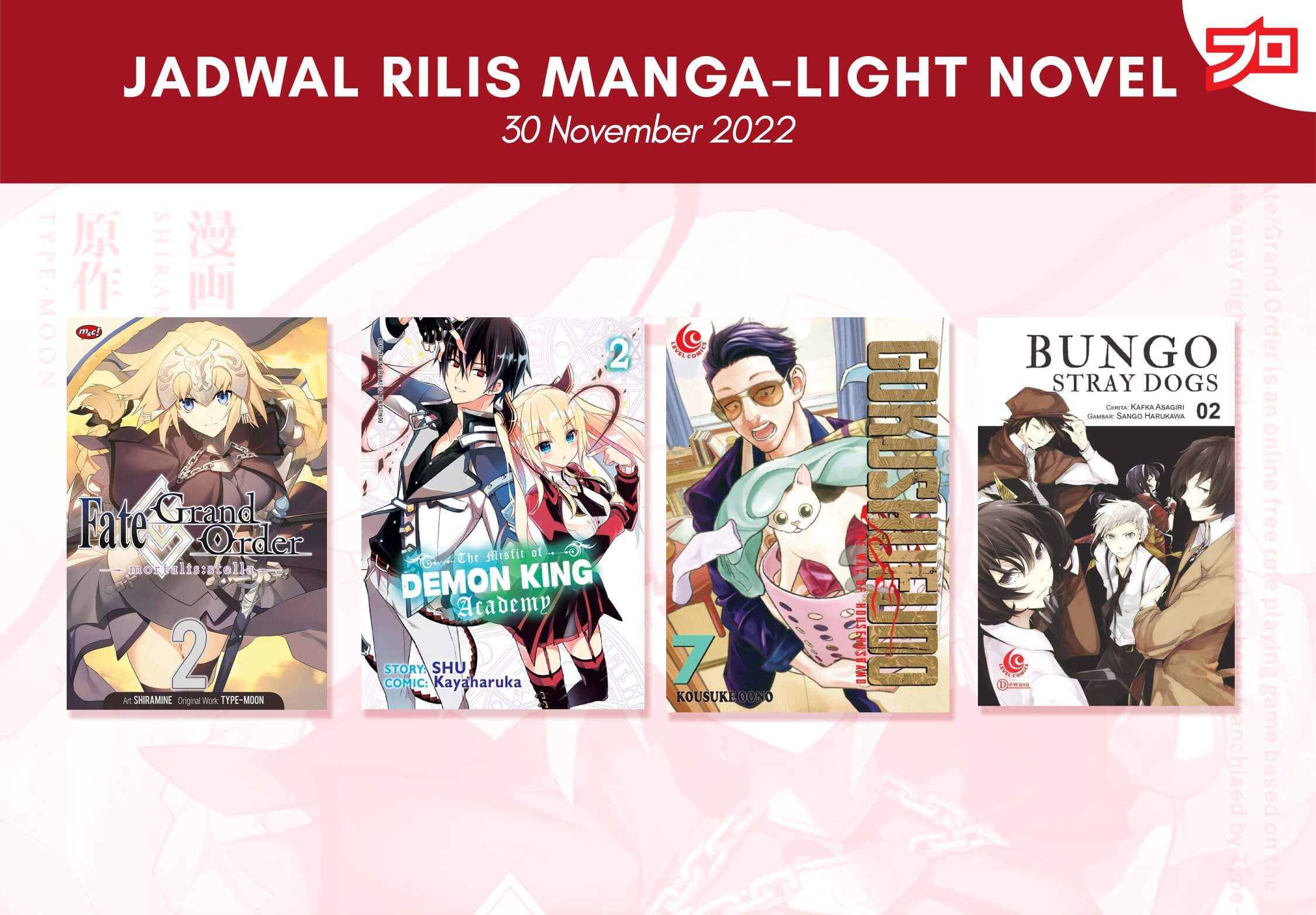 Ini Dia, Jadwal Rilis Manga-Light Novel di Indonesia Minggu Ini! [30 November 2022]